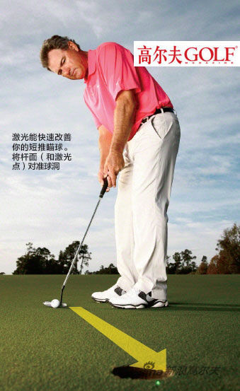 激光能快速改善 你的短推瞄球。 將桿面（和激光 點(diǎn)）對準(zhǔn)球洞